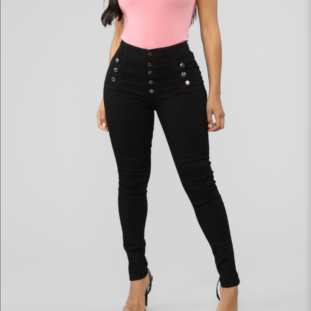 Button High Waisted Jeans